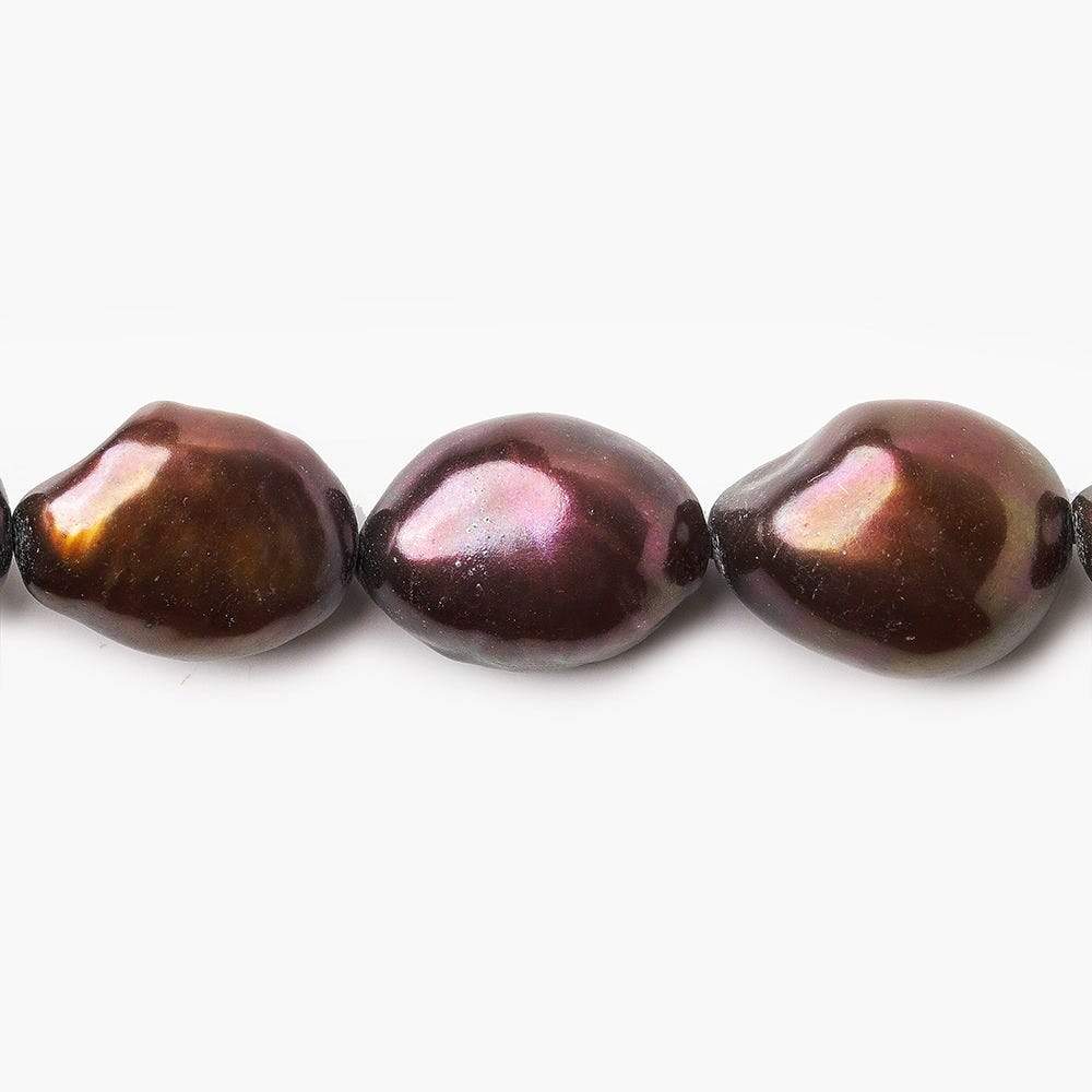 14mm Chocolate Brown Baroque Pearl, 15 inch, 34 pieces - Beadsofcambay.com