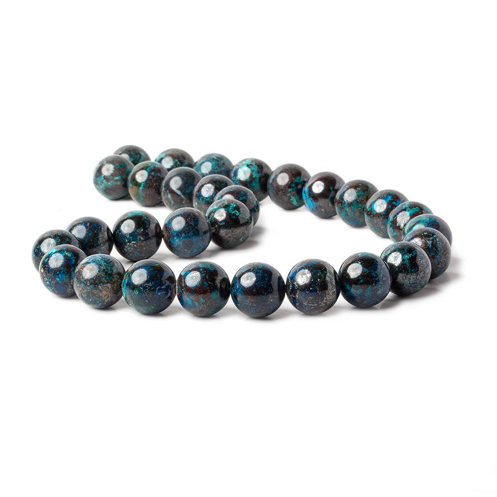 14mm Chrysocolla plain rounds 16 inch 29 beads AA - Beadsofcambay.com