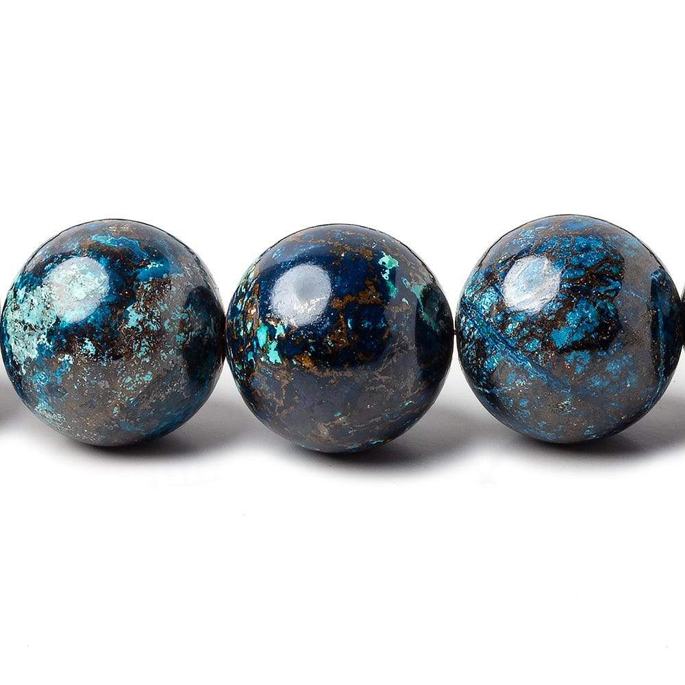 14mm Chrysocolla plain rounds 16 inch 29 beads AA - Beadsofcambay.com