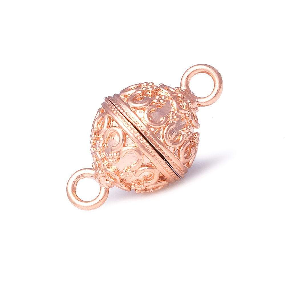 14mm Rose Gold plated Magnetic Ball Clasp Persian Design 1 piece - Beadsofcambay.com