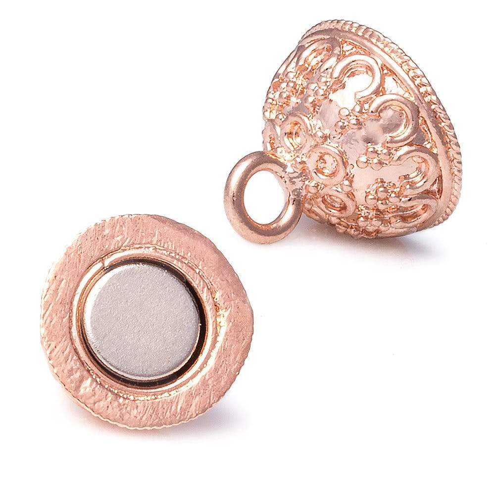 14mm Rose Gold plated Magnetic Ball Clasp Persian Design 1 piece - Beadsofcambay.com