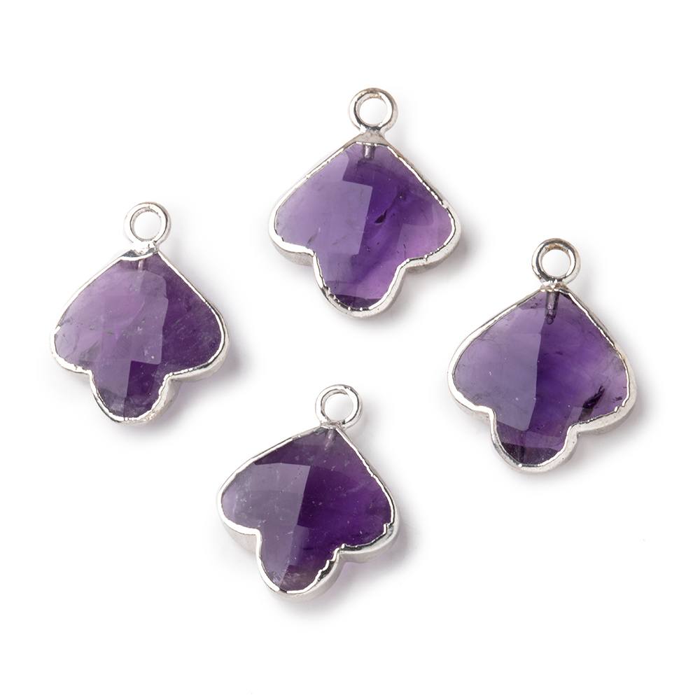 14mm Silver Leafed Amethyst Faceted Trillium Flower Focal Pendant 1 piece - Beadsofcambay.com