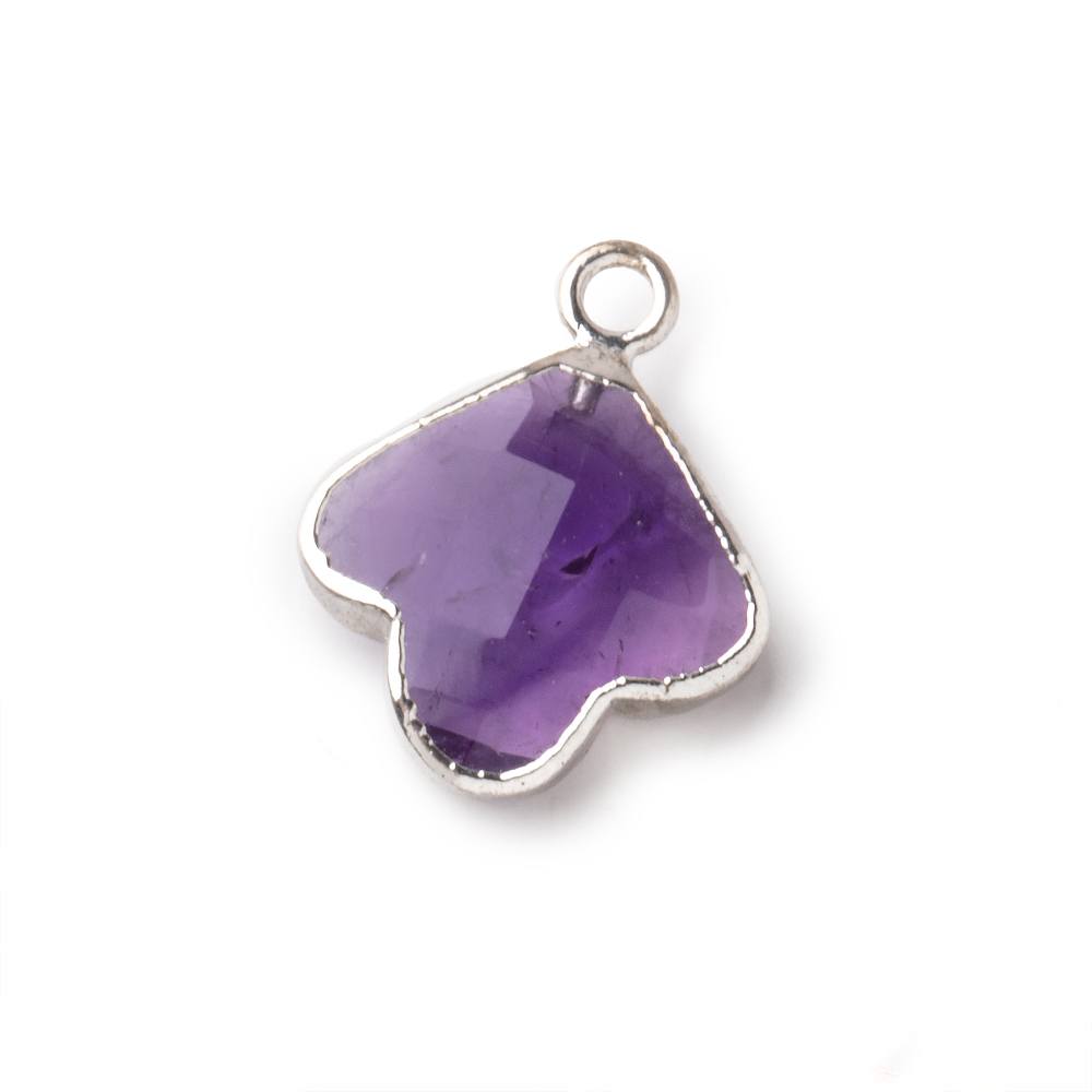 14mm Silver Leafed Amethyst Faceted Trillium Flower Focal Pendant 1 piece - Beadsofcambay.com