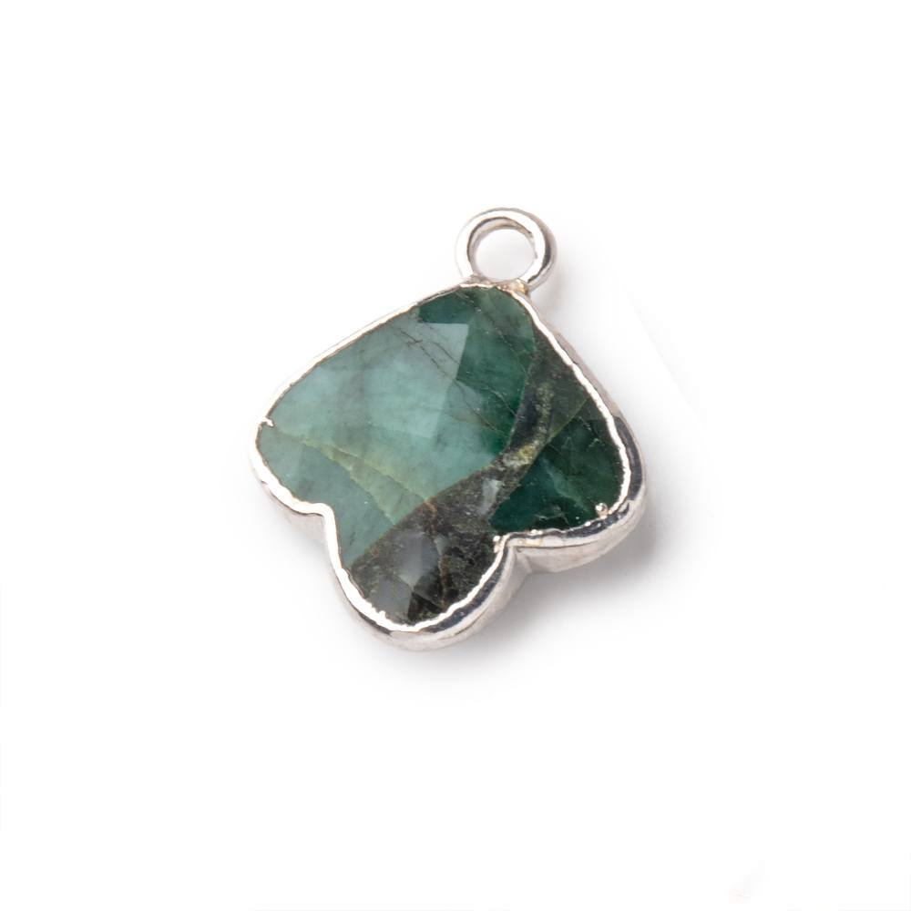14mm Silver Leafed Emerald Faceted Trillium Flower Focal Pendant 1 piece - Beadsofcambay.com