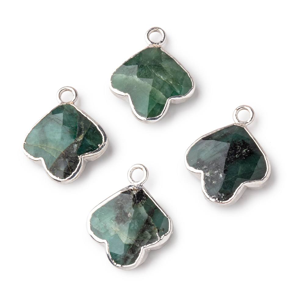 14mm Silver Leafed Emerald Faceted Trillium Flower Focal Pendant 1 piece - Beadsofcambay.com