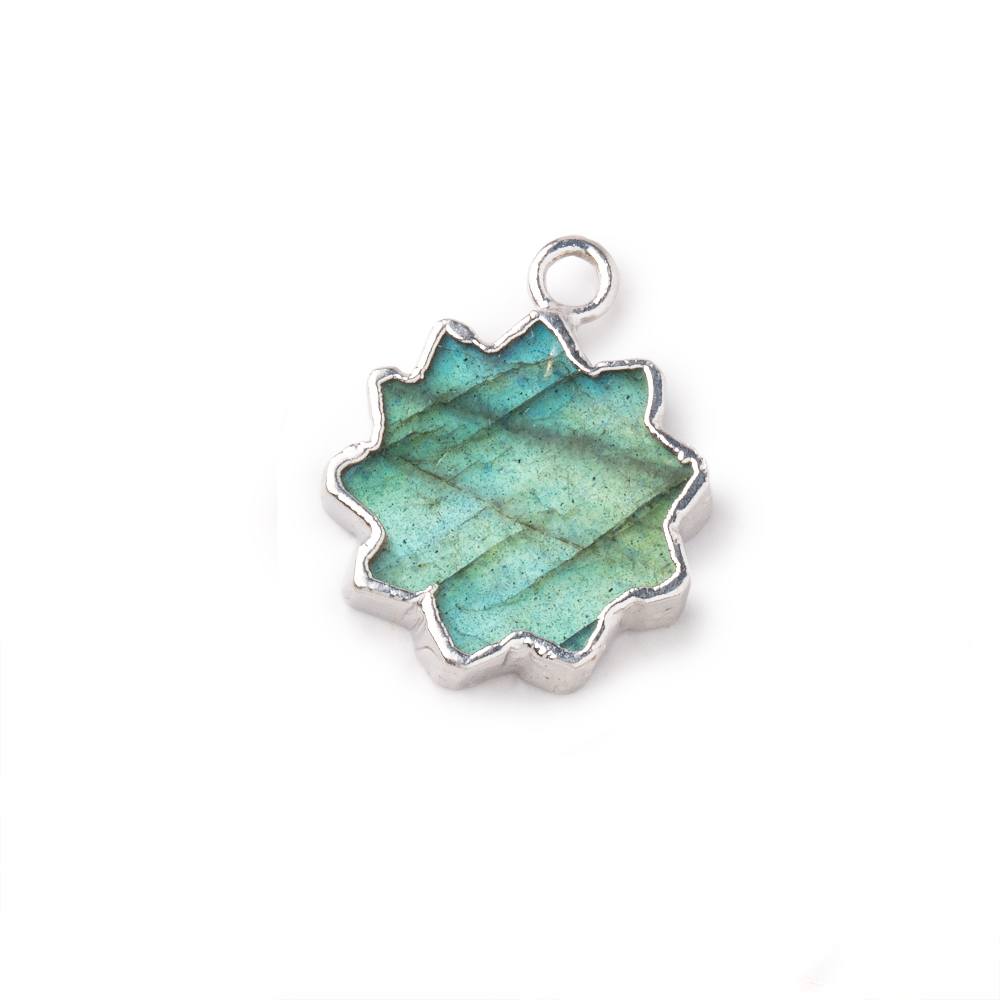 14mm Silver Leafed Labradorite Star Burst Focal Pendant 1 piece - Beadsofcambay.com