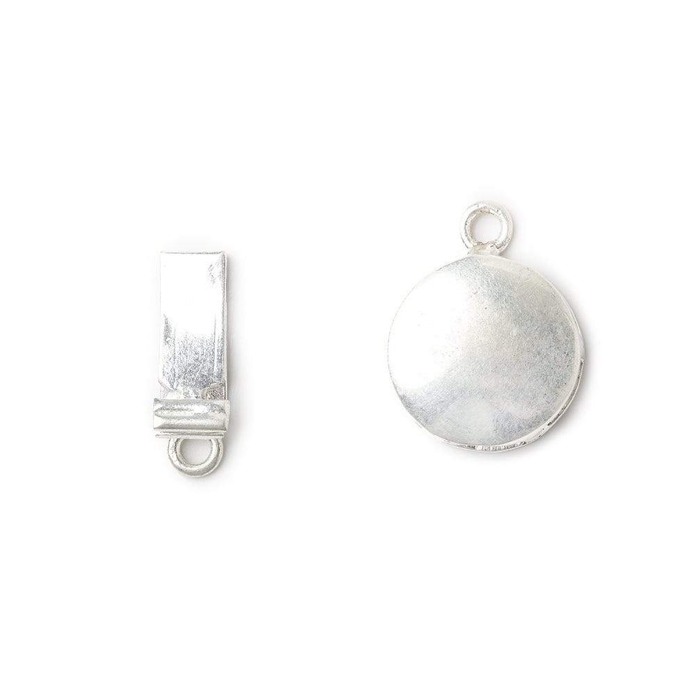 14mm Sterling Silver plated Box Clasp Plain Round Design 1 piece - Beadsofcambay.com