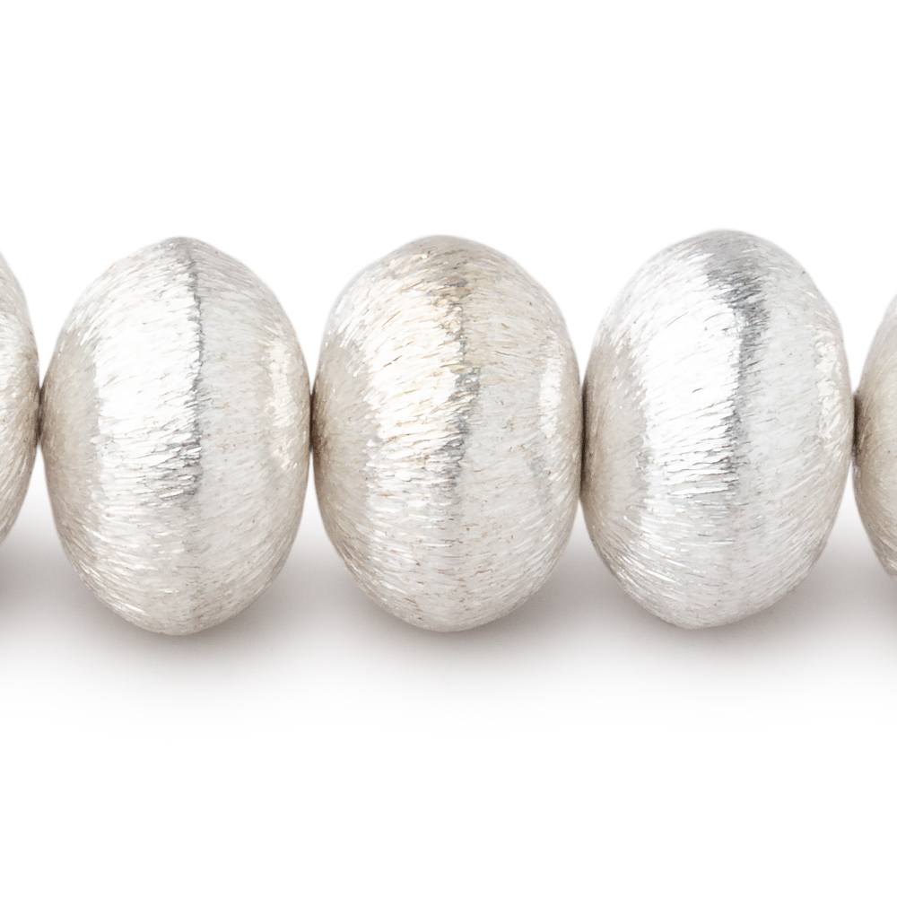 14mm Sterling Silver Plated Copper Brushed Puffy Disc 8 inch 21 Beads - Beadsofcambay.com