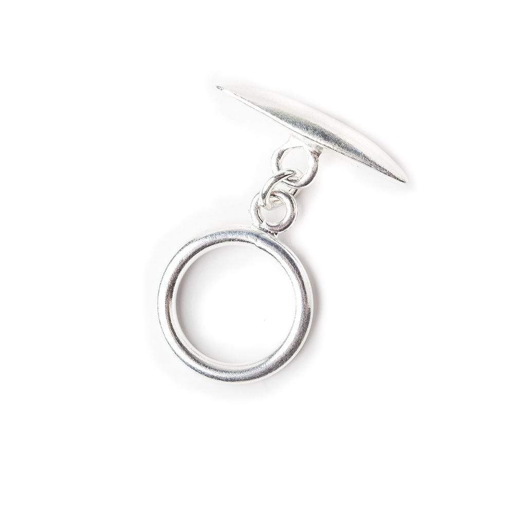 14mm Sterling Silver Toggle Brushed Marquise Design 1 piece - Beadsofcambay.com