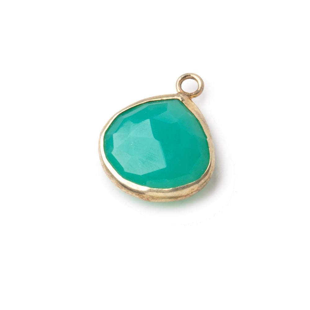 14mm Vermeil Bezel Green Onyx Heart Pendant 1 piece - Beadsofcambay.com
