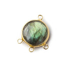 14mm Vermeil Bezel Labradorite Faceted Coin 3 ring Connector 1 piece - Beadsofcambay.com