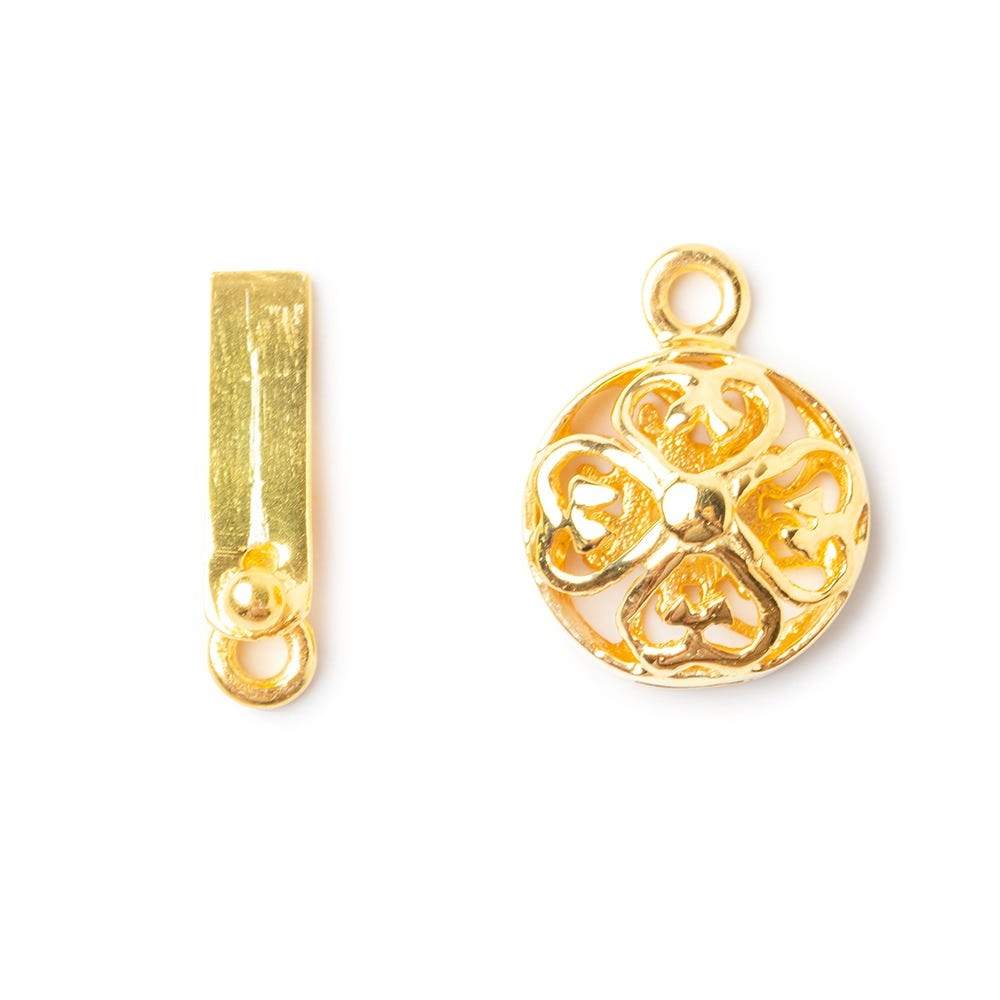 14mm Vermeil Box Clasp with 4 Leaf Clover Design 1 finding - Beadsofcambay.com