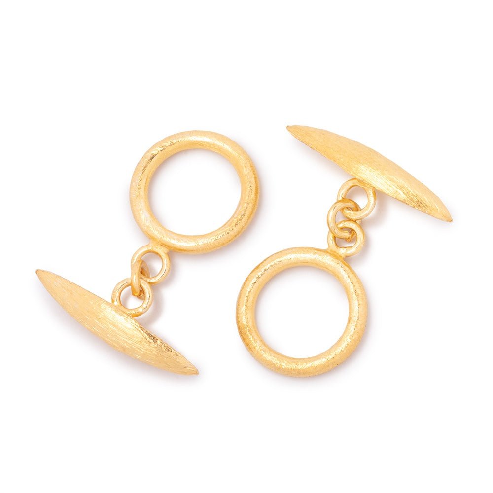 14mm Vermeil Toggle Brushed Marquise Design 1 piece - Beadsofcambay.com