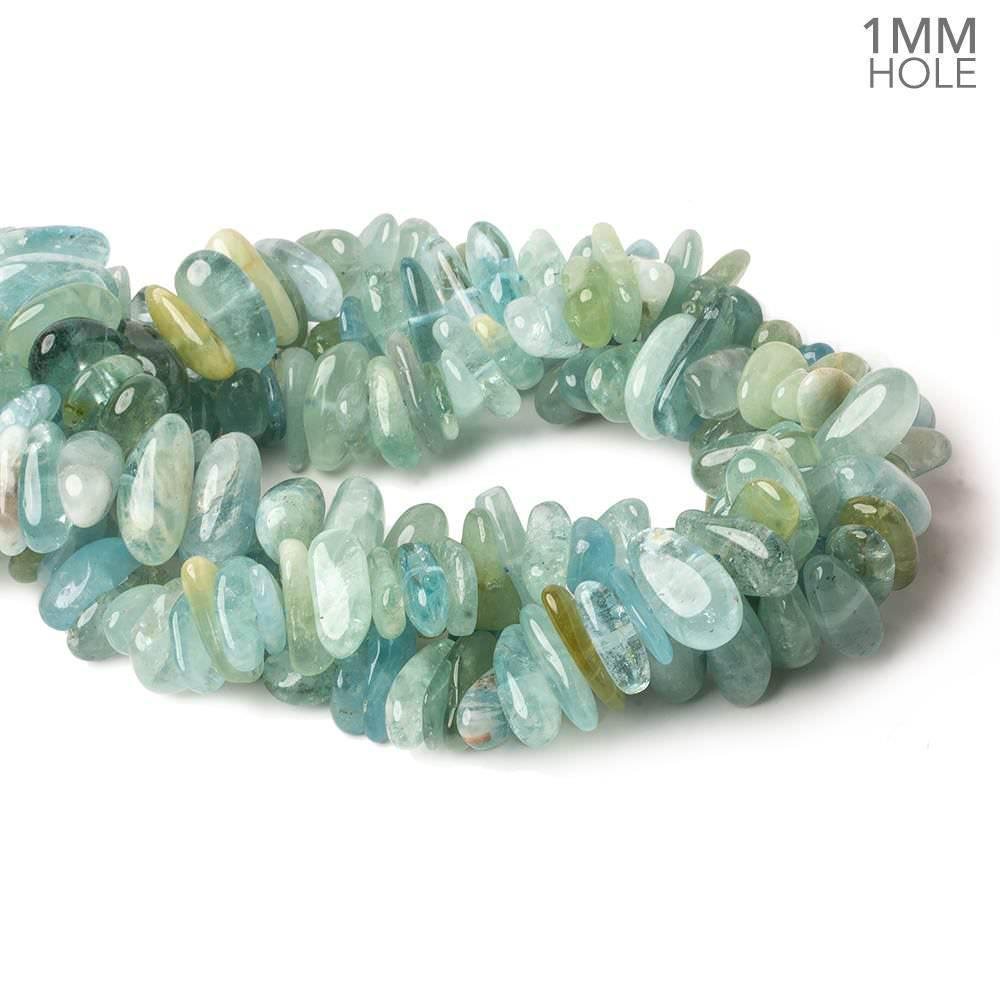 14x10-18x10mm Multi Beryl center drilled elongated plain nuggets 16 inch 67 large hole beads AA - Beadsofcambay.com