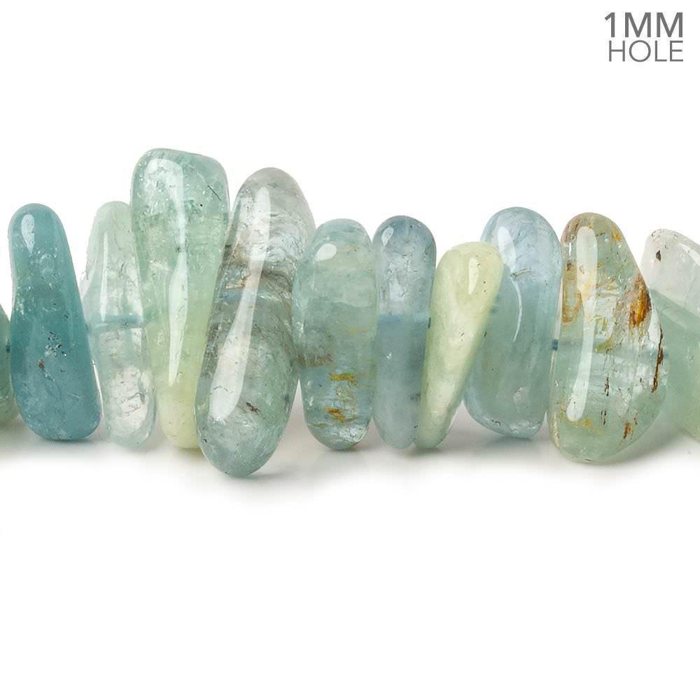 14x10-18x10mm Multi Beryl center drilled elongated plain nuggets 16 inch 67 large hole beads AA - Beadsofcambay.com