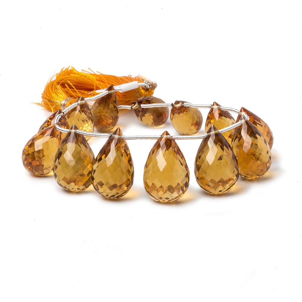 14x10 -19x12mm Madeira Citrine Faceted Tear Drop Beads 7 inch 13 pieces - Beadsofcambay.com