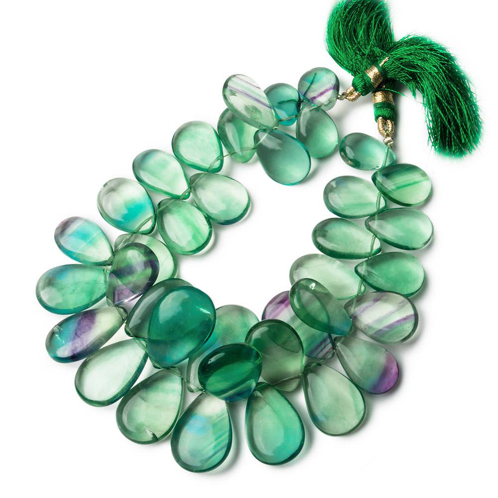 14x10-20x14mm Banded Fluorite plain pear beads 7.5 inch 32 pieces - Beadsofcambay.com