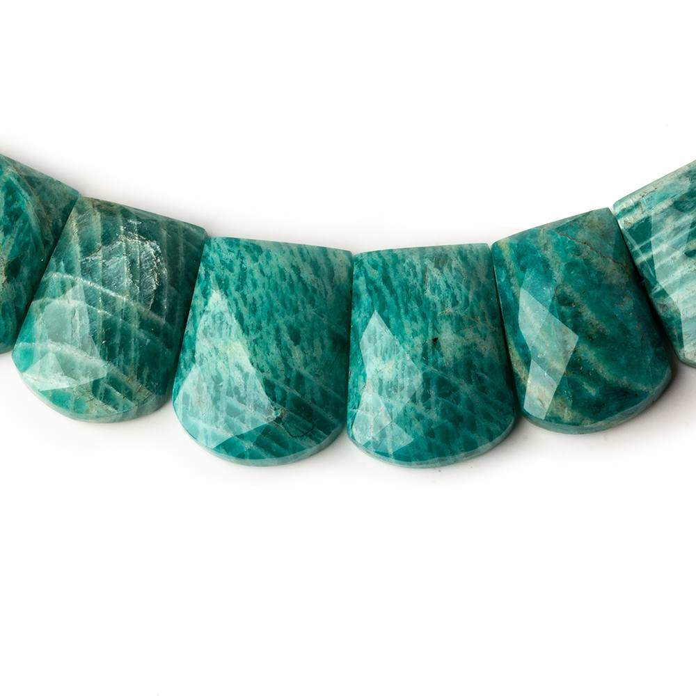 14x10-20x15mm Russian Amazonite double drilled faceted fancy shape collar 35 beads - Beadsofcambay.com