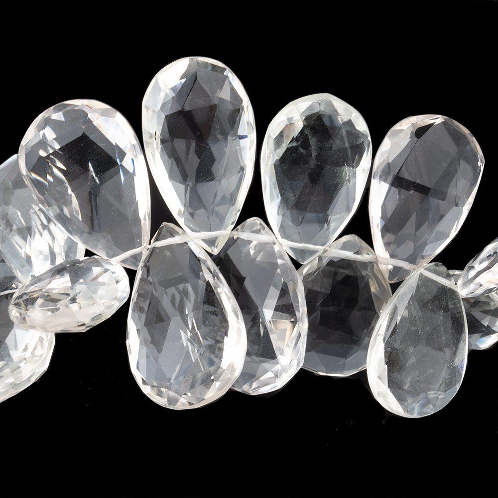 14x10-22x12mm Crystal Quartz faceted pear beads 8 inch 43 pieces - Beadsofcambay.com