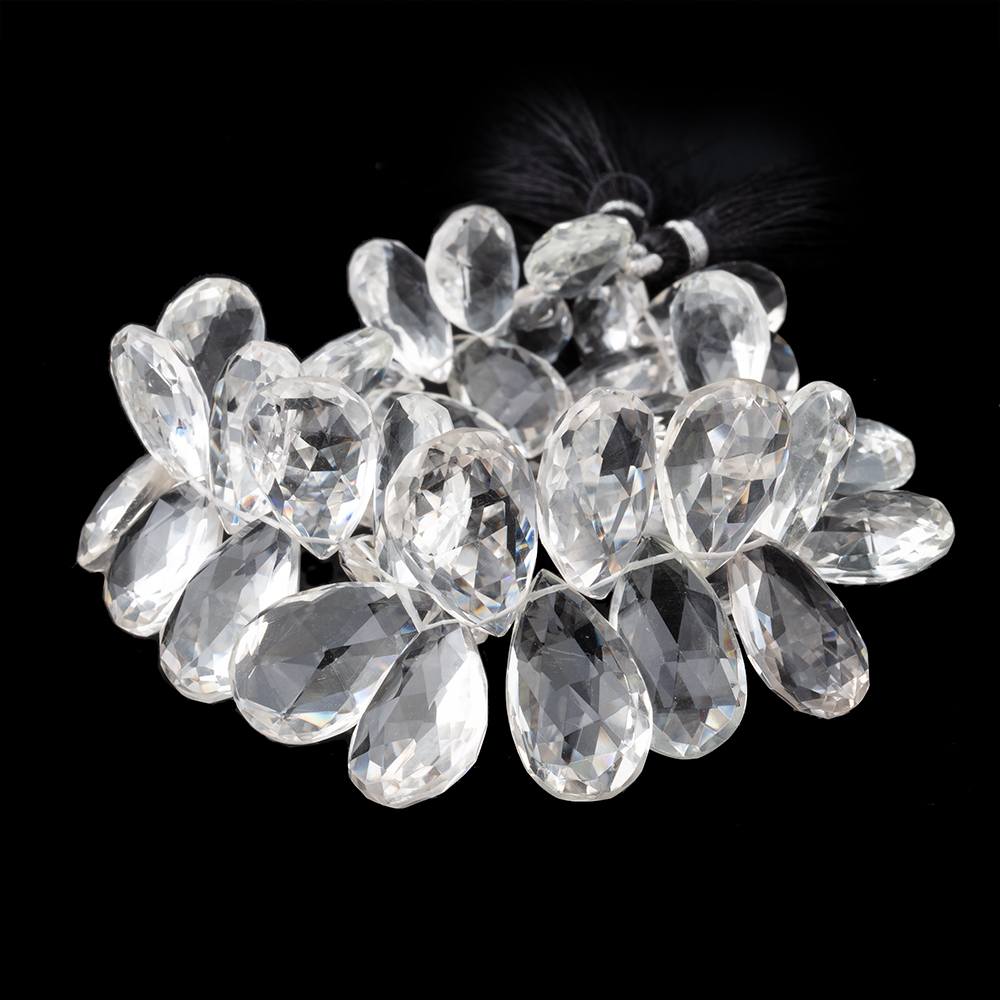14x10-22x12mm Crystal Quartz faceted pear beads 8 inch 43 pieces - Beadsofcambay.com
