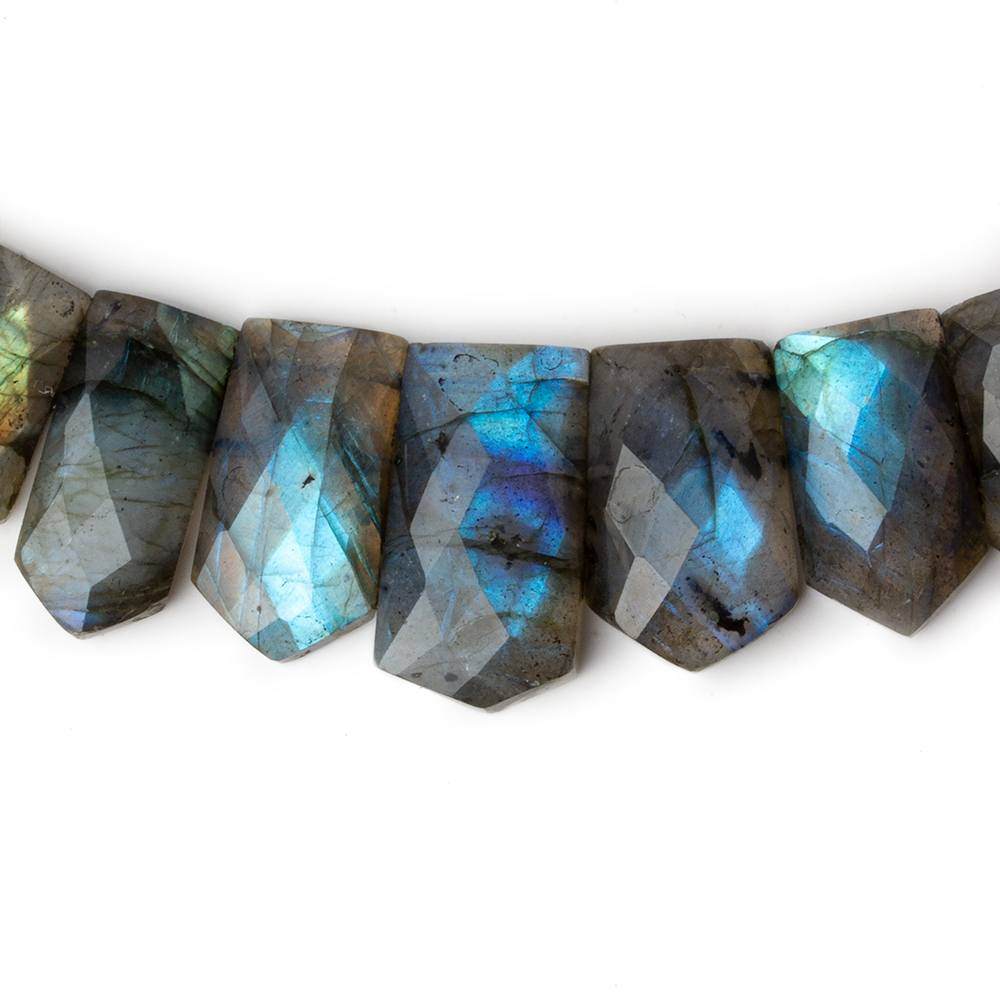 14x10-22x12mm Labradorite double drilled faceted fancy shape collar 37 beads - Beadsofcambay.com