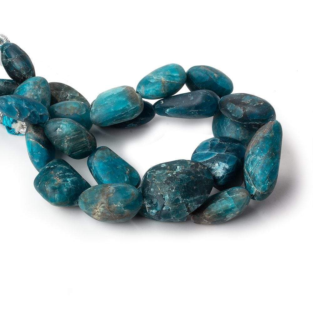 14x10-22x12mm Matte Neon Blue Apatite plain nuggets 7.5 inch 11 beads - Beadsofcambay.com