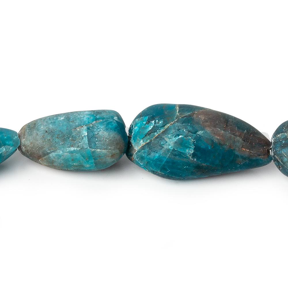 14x10-22x12mm Matte Neon Blue Apatite plain nuggets 7.5 inch 11 beads - Beadsofcambay.com