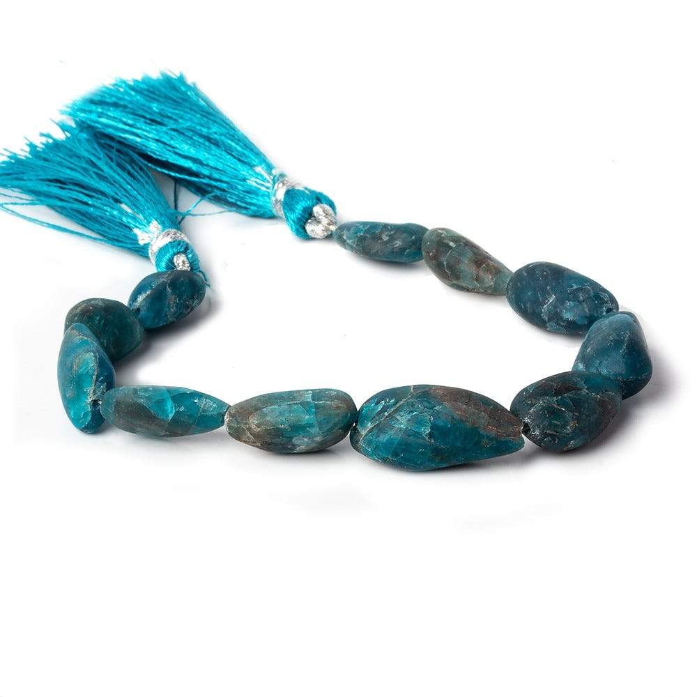 14x10-22x12mm Matte Neon Blue Apatite plain nuggets 7.5 inch 11 beads - Beadsofcambay.com