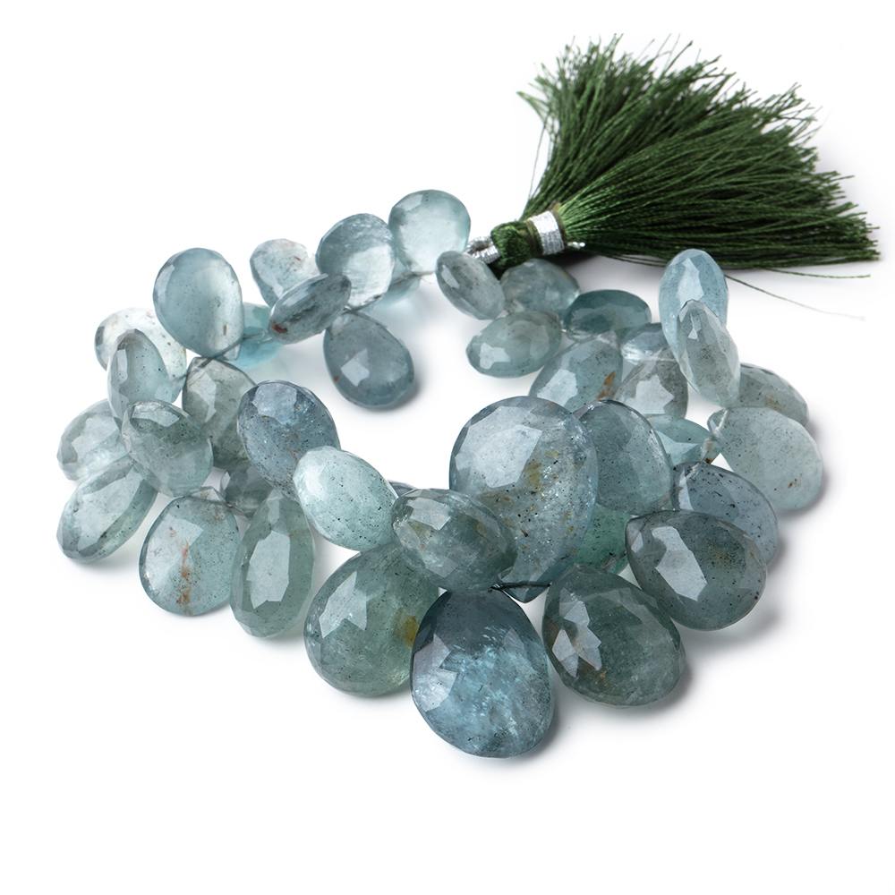 14x10-24x17mm Moss Aquamarine Faceted Pear Beads 8 inch 41 pieces AA - Beadsofcambay.com