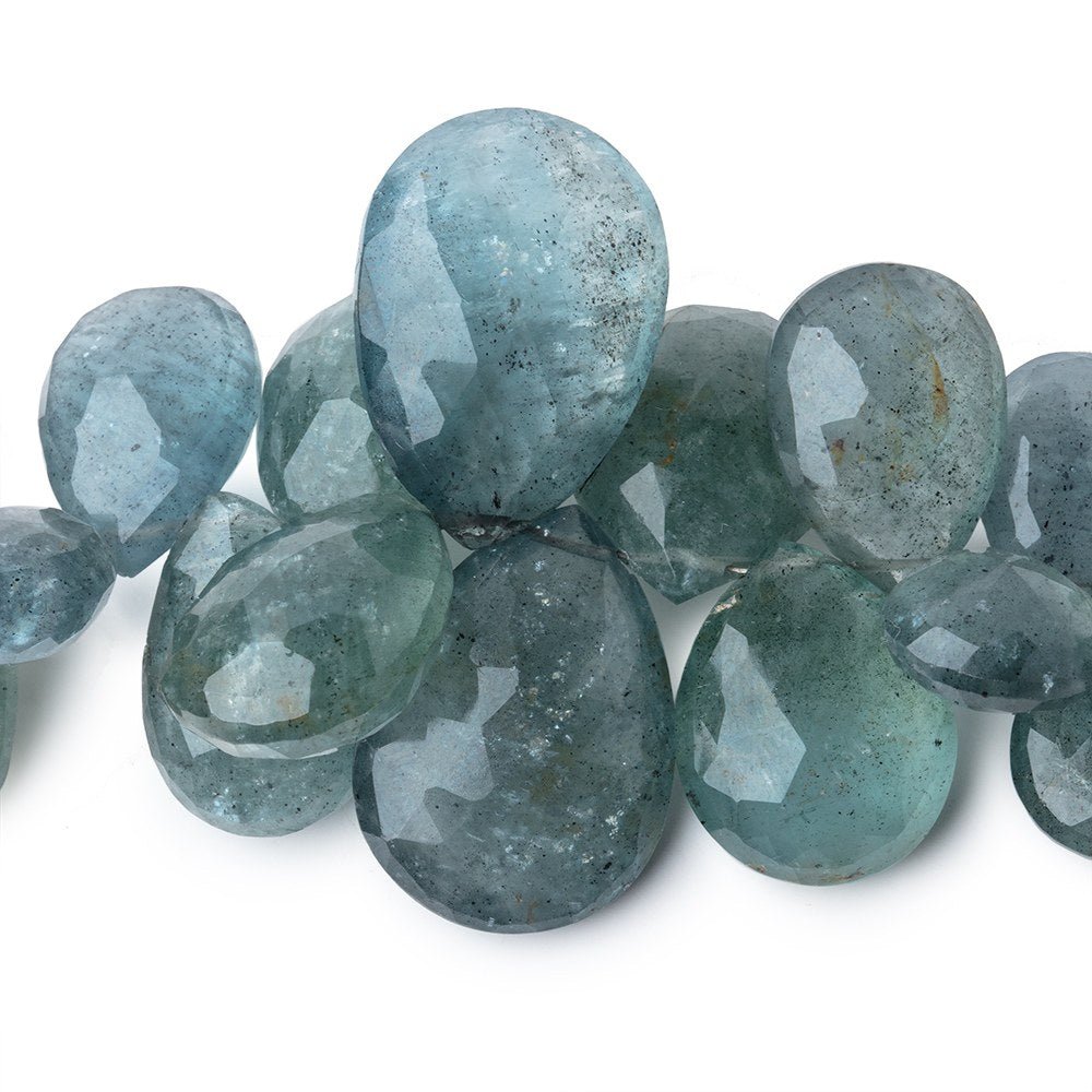 14x10-24x17mm Moss Aquamarine Faceted Pear Beads 8 inch 41 pieces AA - Beadsofcambay.com