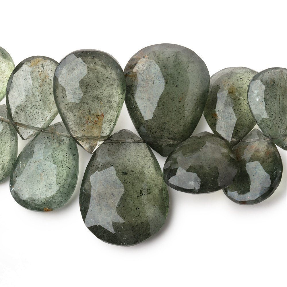 14x10-27x19mm Moss Aquamarine Faceted Pear Beads 8 inch 35 pieces AA - Beadsofcambay.com