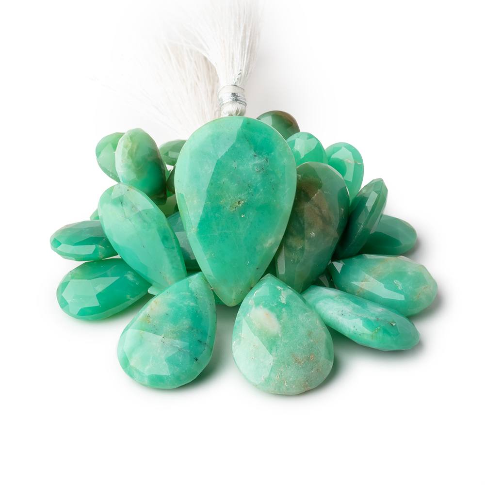 14x10-35x22mm Chrysoprase Faceted Pear Beads 5.5 inch 31 pieces - Beadsofcambay.com