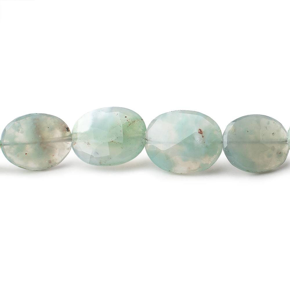 14x10.5-18x14mm Aqua Green Chalcedony straight drilled faceted ovals 18 inch 31 beads - Beadsofcambay.com