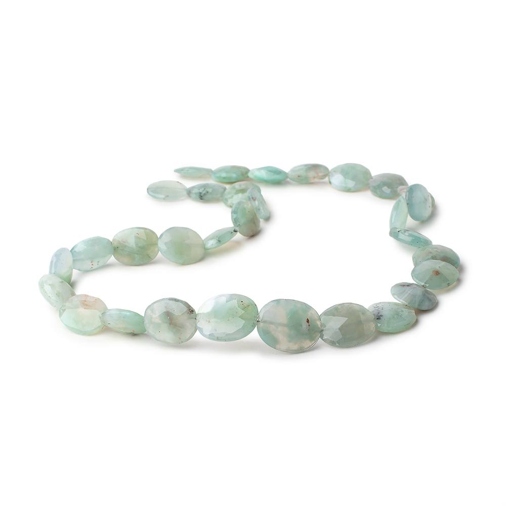 14x10.5-18x14mm Aqua Green Chalcedony straight drilled faceted ovals 18 inch 31 beads - Beadsofcambay.com