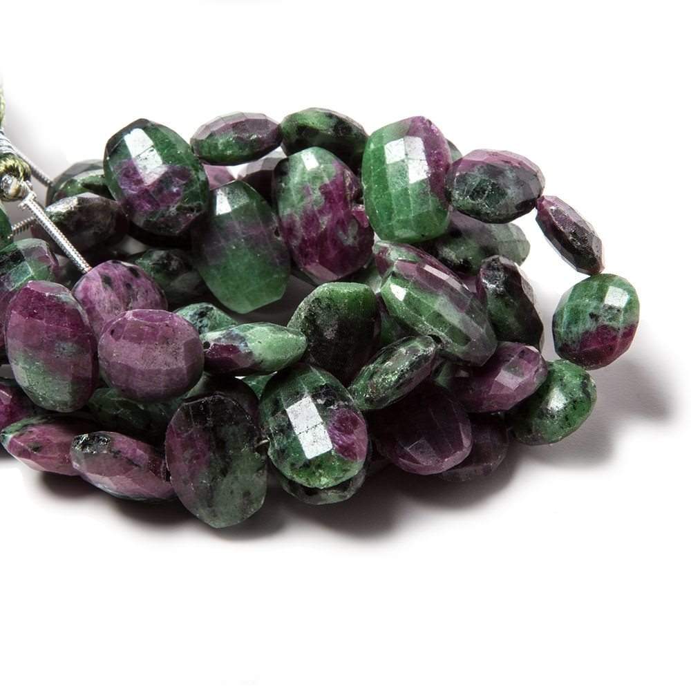 14x10.5mm Ruby in Zoisite side drilled Faceted Cushions 5.5 inch 13 Beads - Beadsofcambay.com