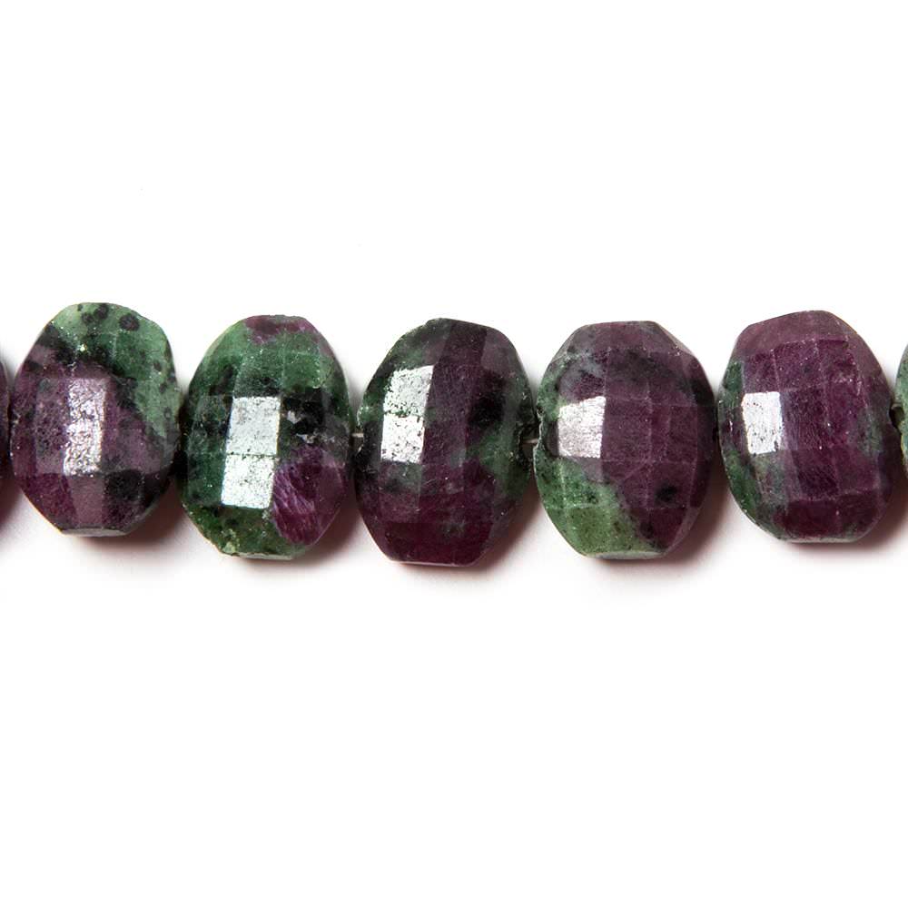 14x10.5mm Ruby in Zoisite side drilled Faceted Cushions 5.5 inch 13 Beads - Beadsofcambay.com