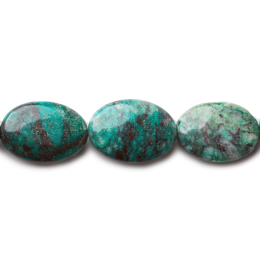 14x10mm Chrysocolla plain oval beads 15.5 inch 28 pieces - Beadsofcambay.com