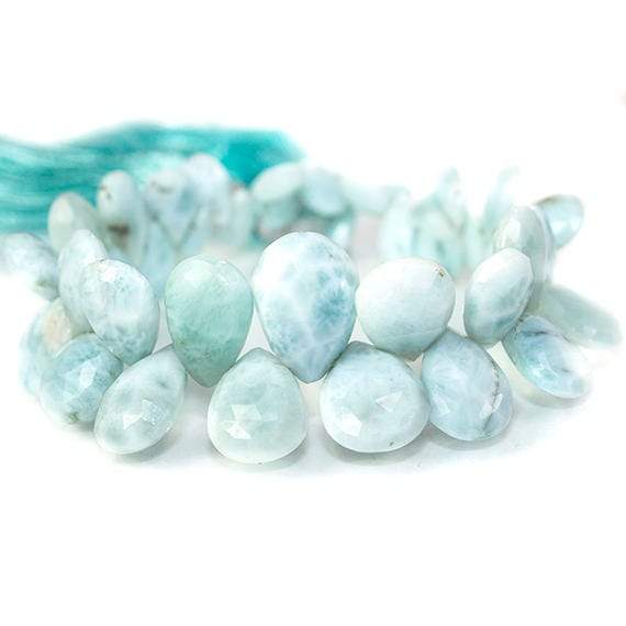 14x10mm Larimar Faceted Pear Beads 8 inch 42 pieces - Beadsofcambay.com