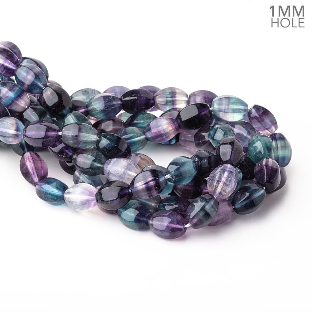 14x10mm Multi Color Fluorite Plain Lantern Beads 15.5 inch 27 pieces AA - Beadsofcambay.com