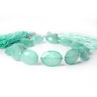 14x10mm Sea Blue Chalcedony straight drilled faceted oval beads 8 inch 14 pieces A - Beadsofcambay.com