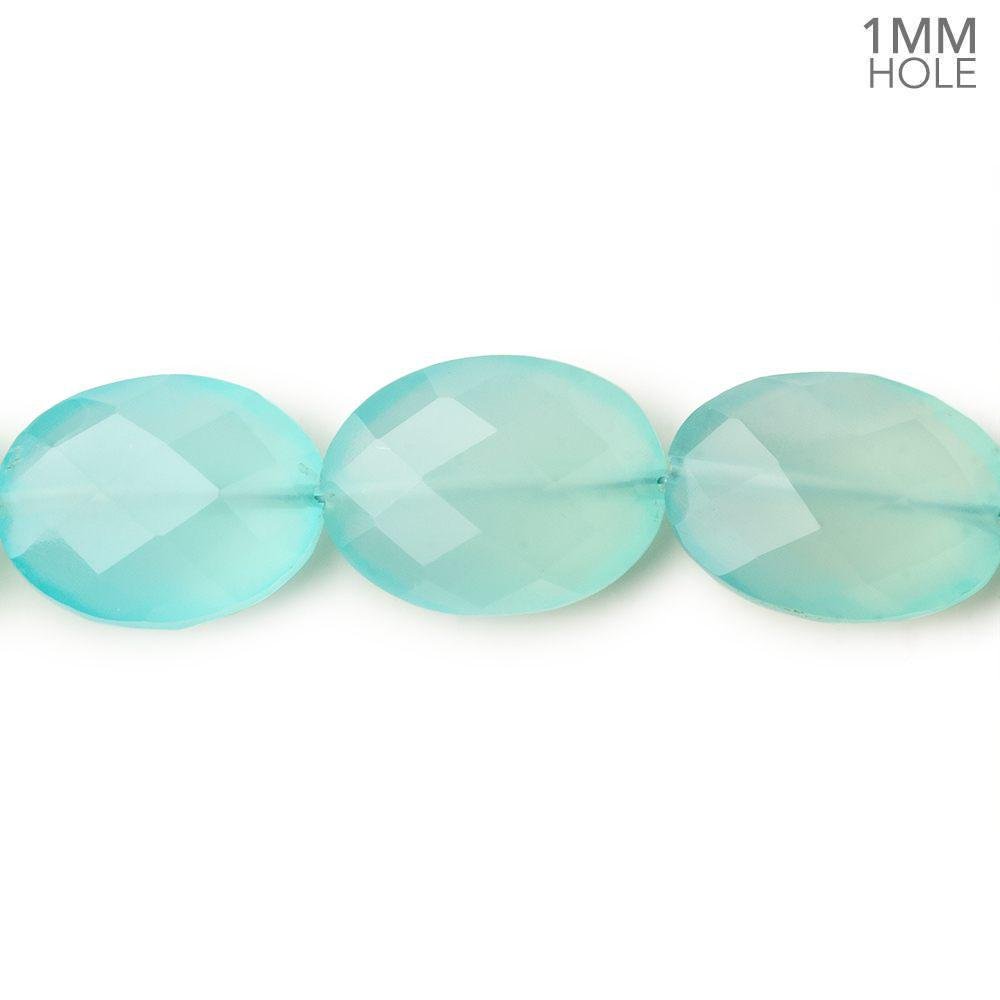 14x11-15x11mm Seafoam Blue Chalcedony straight drilled faceted ovals 8 inch 13 large hole beads - Beadsofcambay.com