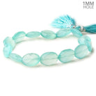14x11-15x11mm Seafoam Blue Chalcedony straight drilled faceted ovals 8 inch 13 large hole beads - Beadsofcambay.com