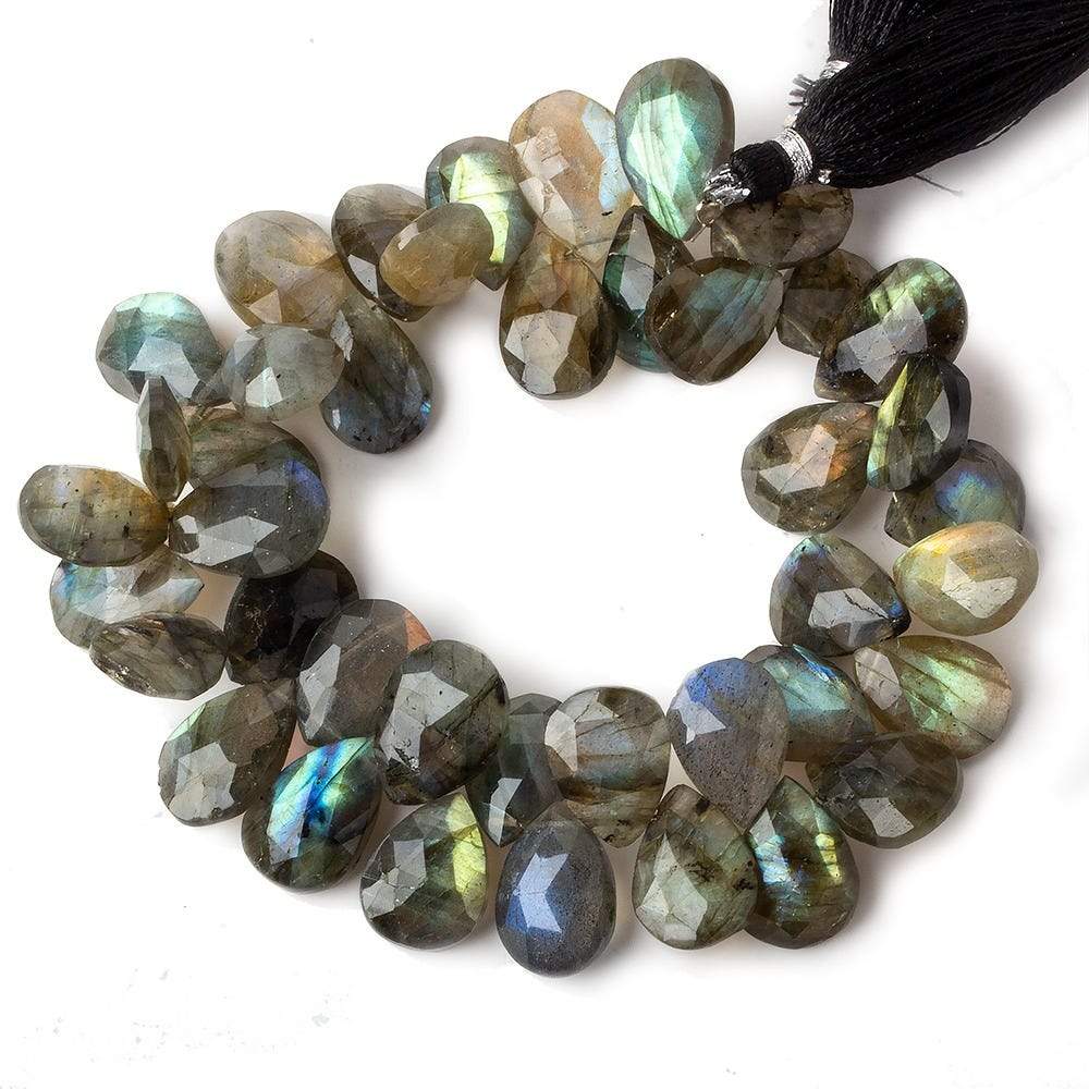 14x11-16x10mm Labradorite faceted pear briolette 9 inch 40 beads - Beadsofcambay.com