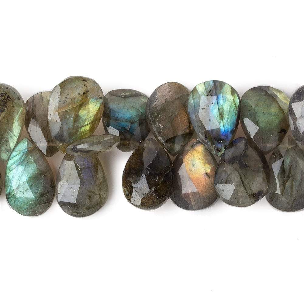 14x11-16x10mm Labradorite faceted pear briolette 9 inch 40 beads - Beadsofcambay.com