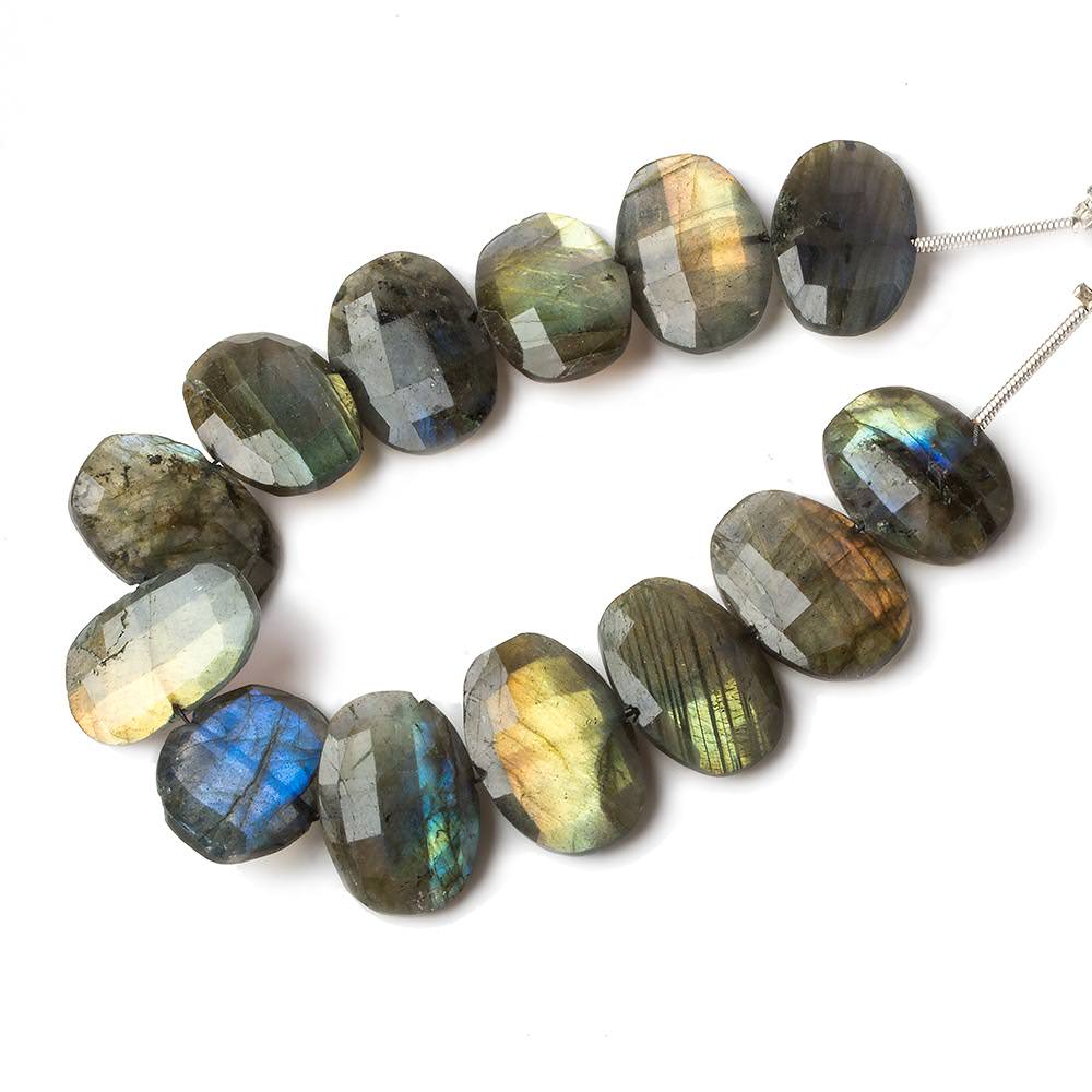 14x11-16x11mm Labradorite side drilled Faceted Cushion beads 6 inch 12 pieces - Beadsofcambay.com