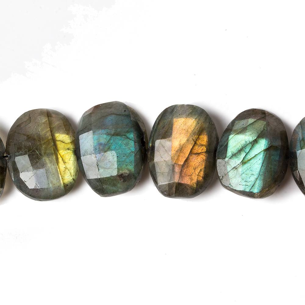 14x11-16x11mm Labradorite side drilled Faceted Cushion beads 6 inch 12 pieces - Beadsofcambay.com