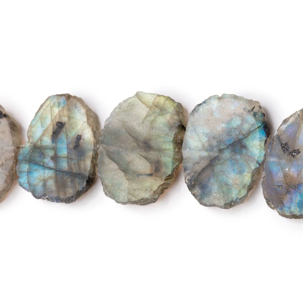 14x11-17x12mm Labradorite Side Drill Slice Beads 7.5 inch 16 pieces - Beadsofcambay.com