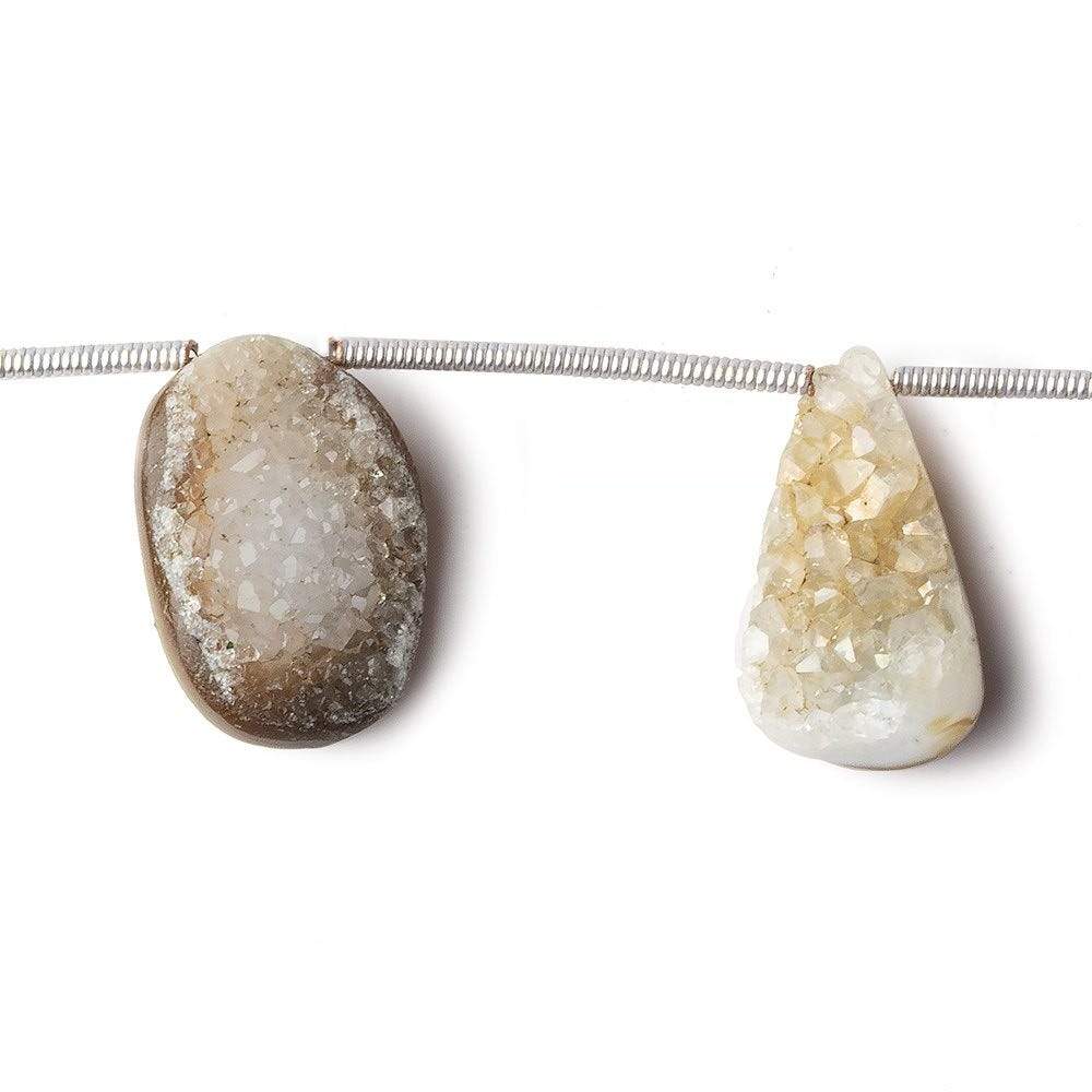 14x11-18x12mm Bi Color Agate Drusy Freeform Beads 7 pieces - Beadsofcambay.com