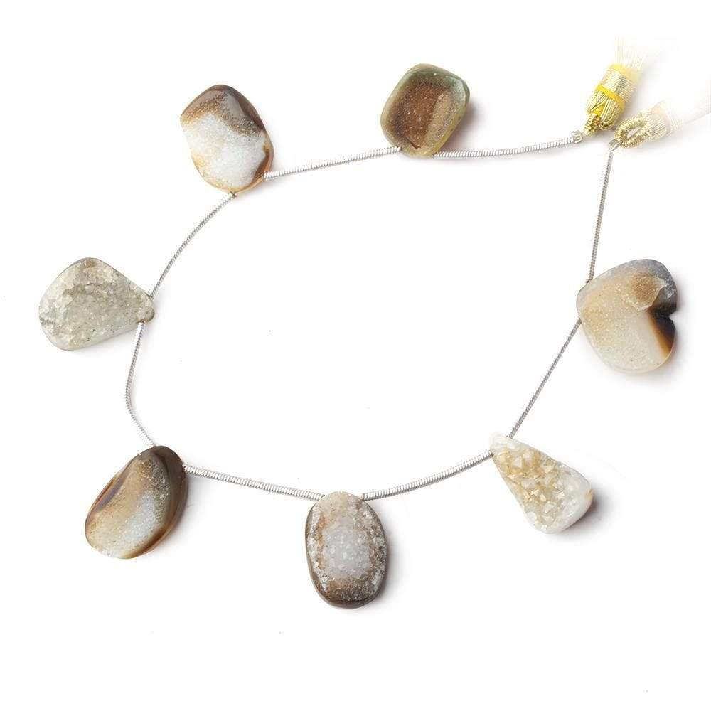 14x11-18x12mm Bi Color Agate Drusy Freeform Beads 7 pieces - Beadsofcambay.com
