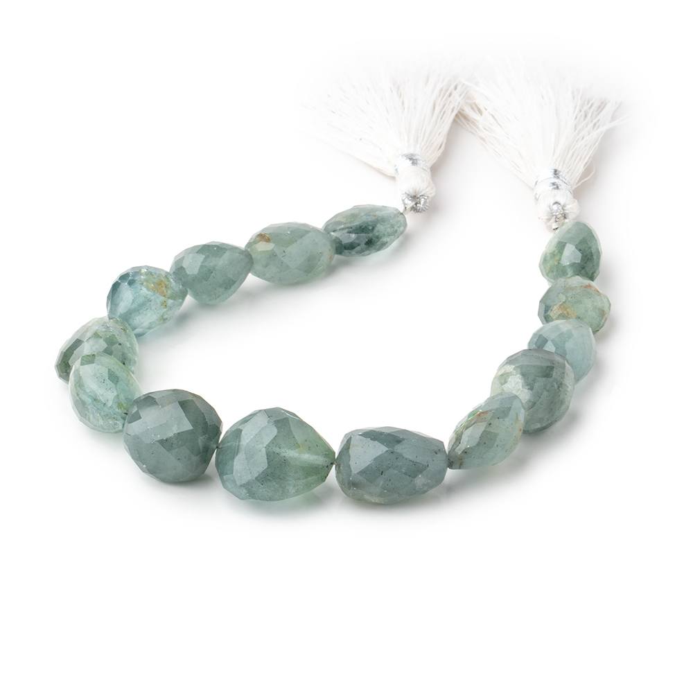 14x11-18x15mm Moss Aquamarine Faceted Nuggets 8.25 inch 14 Beads - Beadsofcambay.com